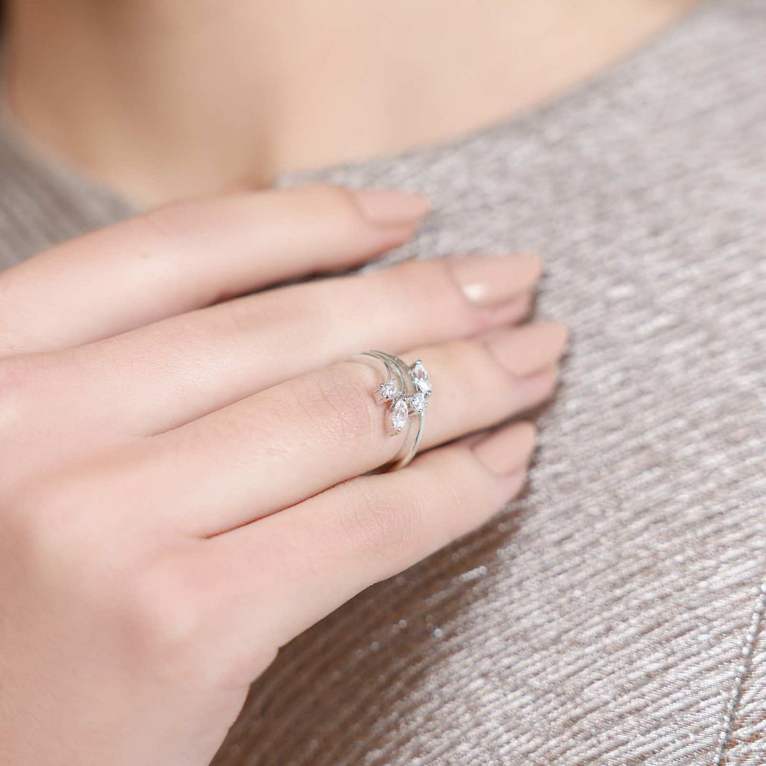 Curved Marquise Ring