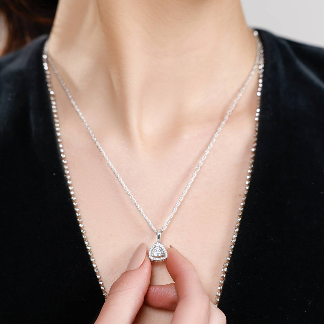 Modern Trinity Drop Necklace