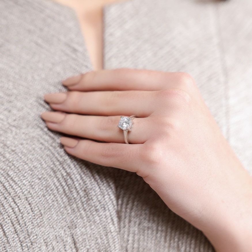Silver Set Solitaire Ring