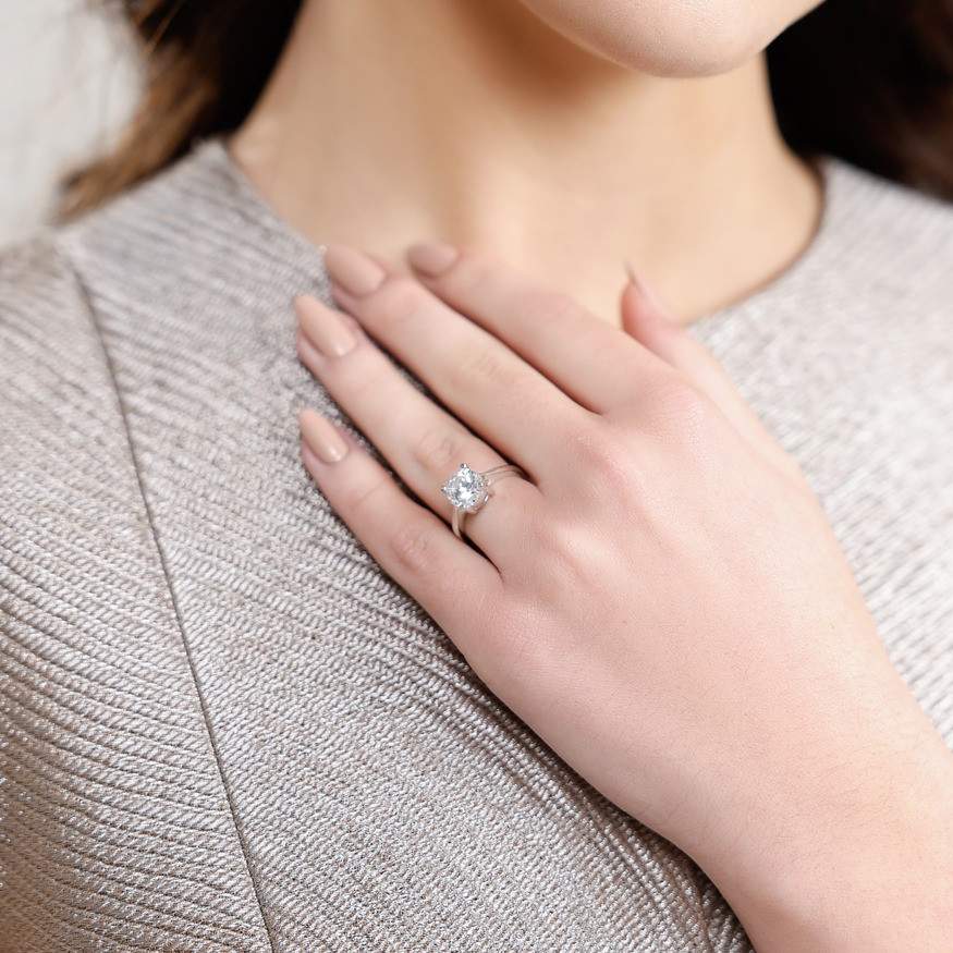 Silver Set Solitaire Ring