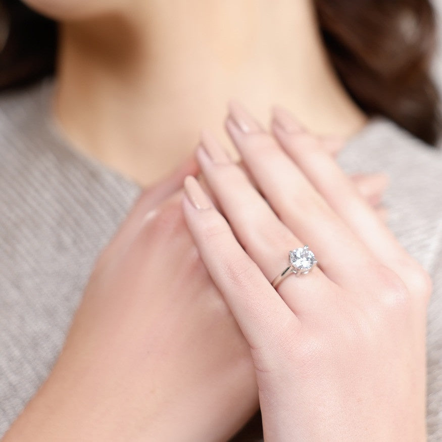 Silver Set Solitaire Ring