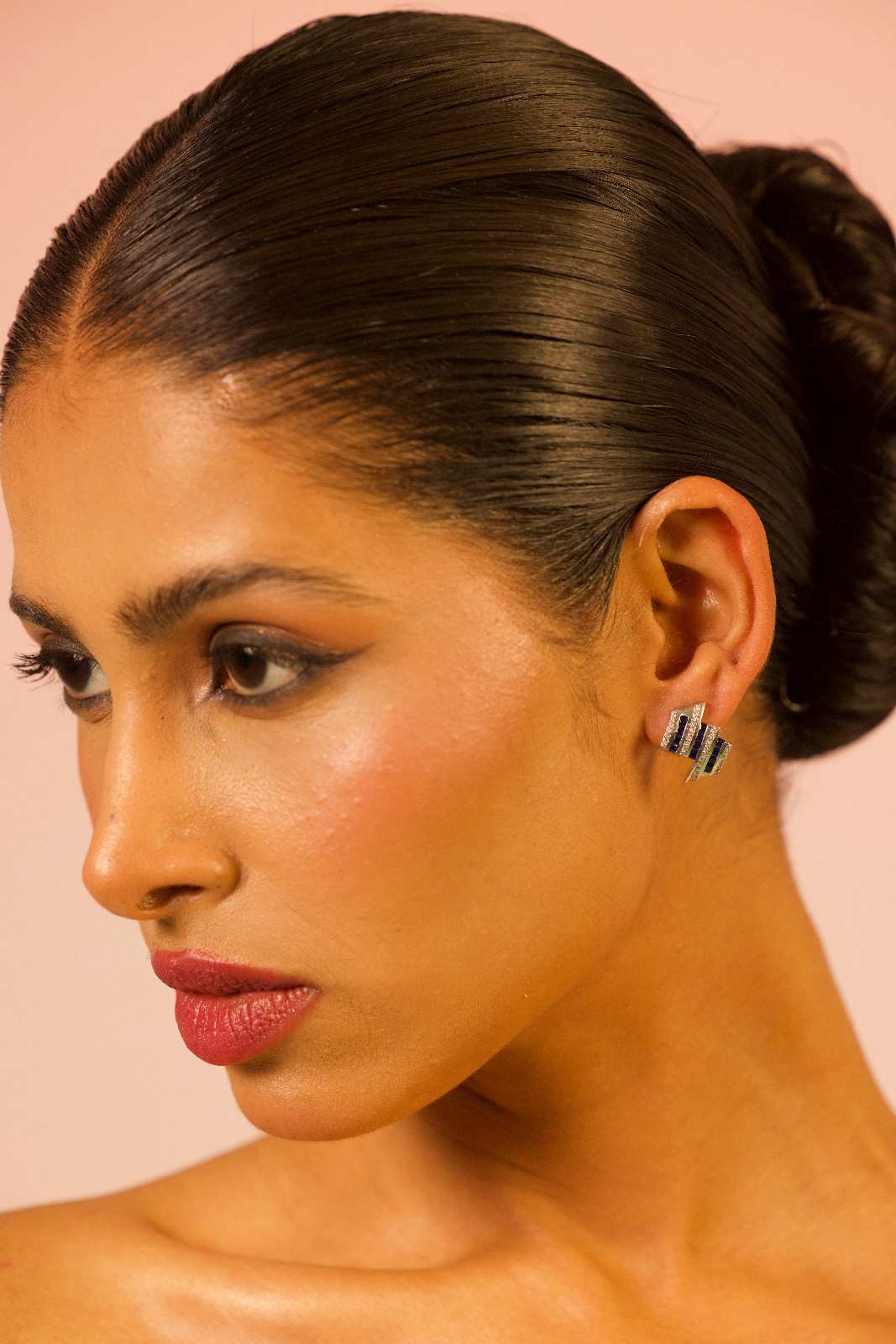 Blue Zig Gleam Earring